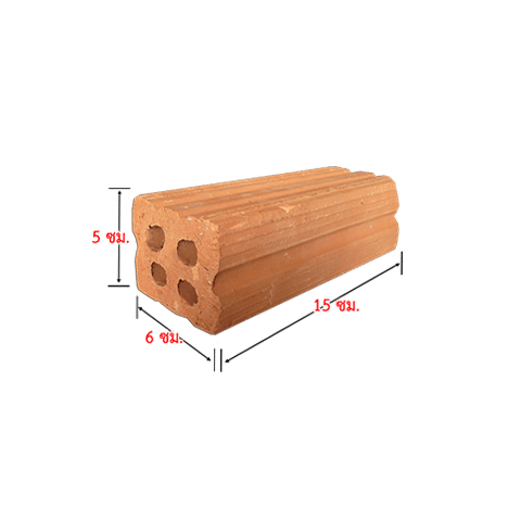 101s อิฐแดง 4 รู ขนาด 5X6X15 ซม. อิฐแดง